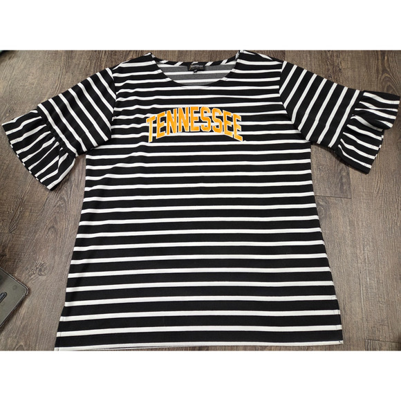 gameday couture Tops - GameDay Couture Black Stripe Tennessee Volunteers Womens XL Ruffle Sleeve Blouse